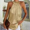 Off Shoulder Pleated Loose Pullover Top Lady Summer Sleeveless Halter Vest Ladies Clothing