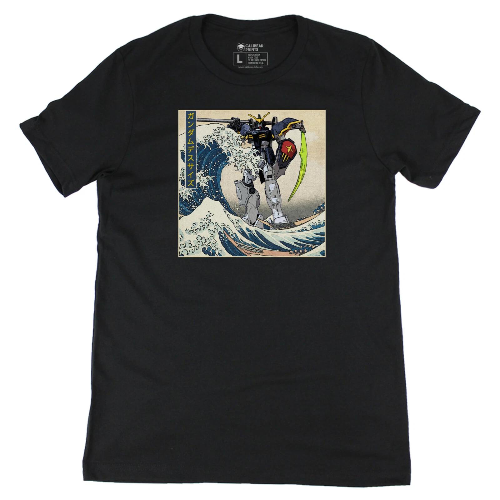 Gundam Deathscythe in the Great Wave off Kanagawa Anime Graphic Art Novelty Tee XL