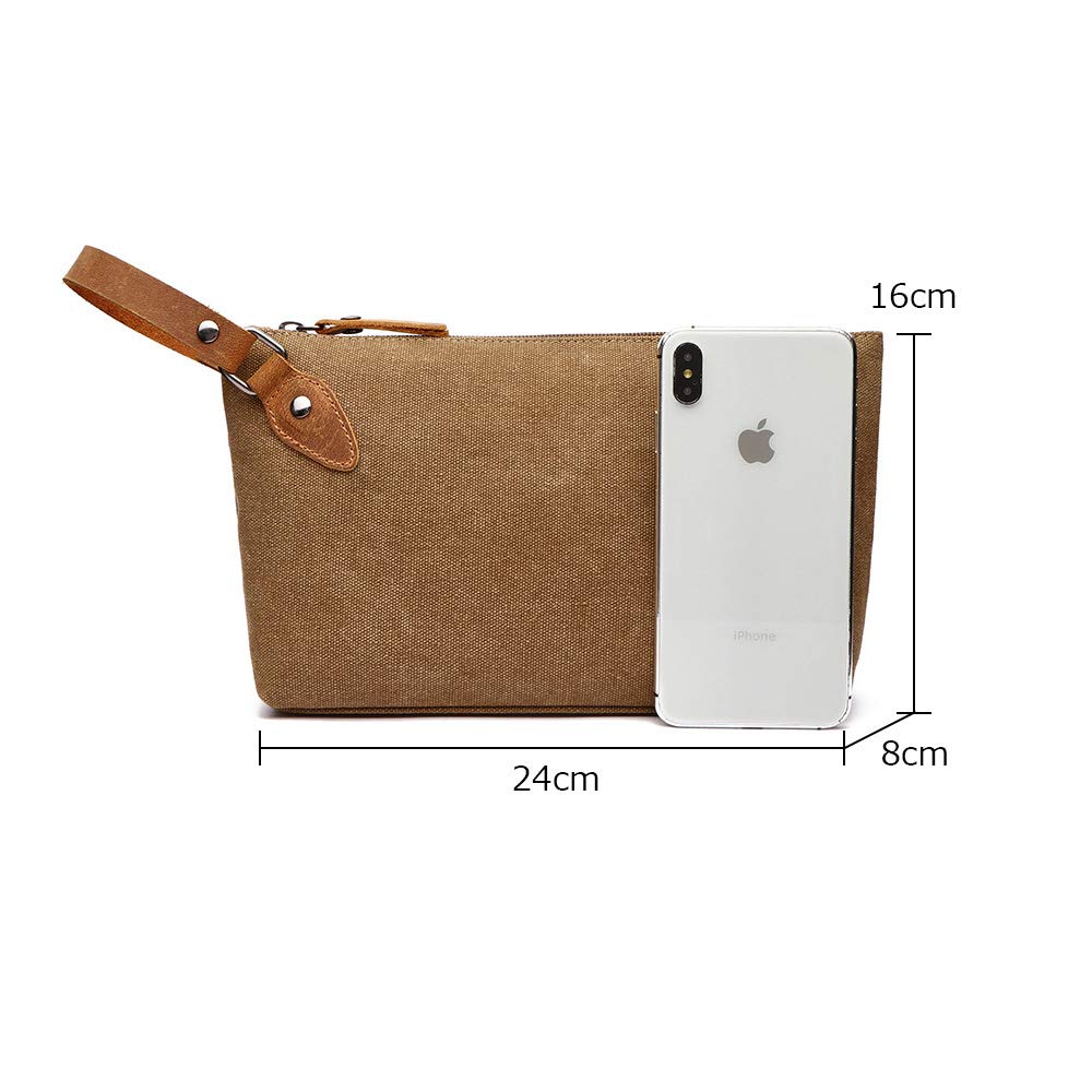 Thick Canvas X Leather Mini Second Bag Clutch Bag Small Makeup Bag Casual Formal Wedding Bag Handbag Small Bag Pouch Bag [Whatna] Men's Gentlemen's