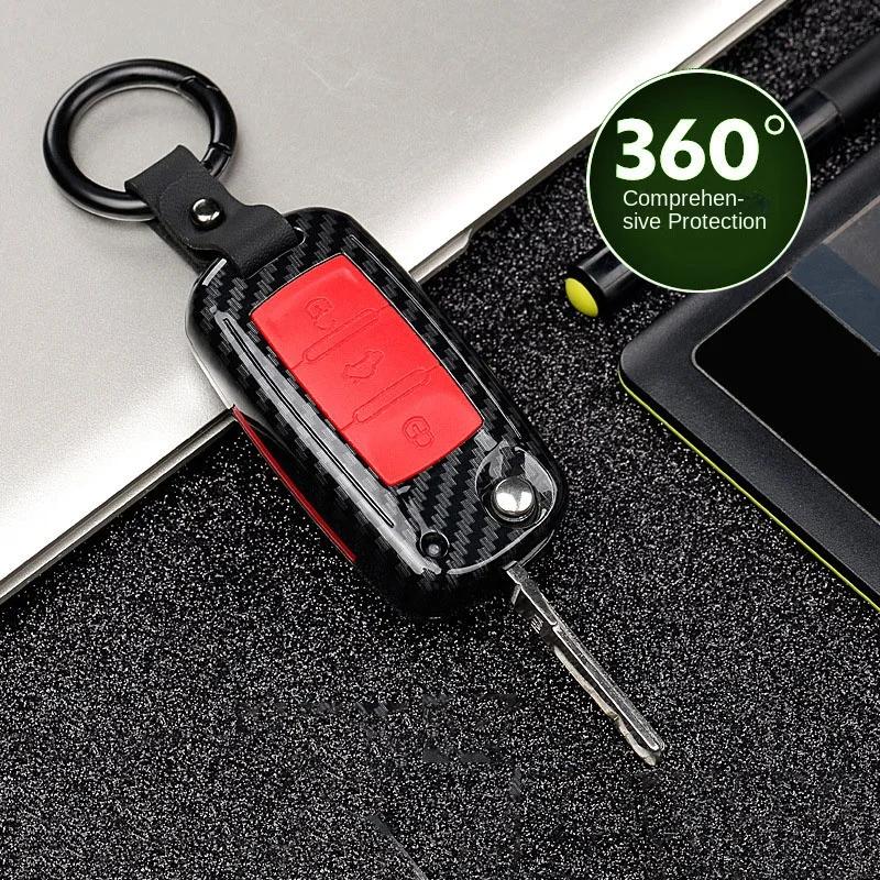 Etui na kluczyk samochodowy ABS z włókna węglowego do VW Volkswagen Polo Golf 4 5 6 7 T5 Passat B6 B5 Skoda Octavia A5 A7 Seat Leon Ibiza Ateca