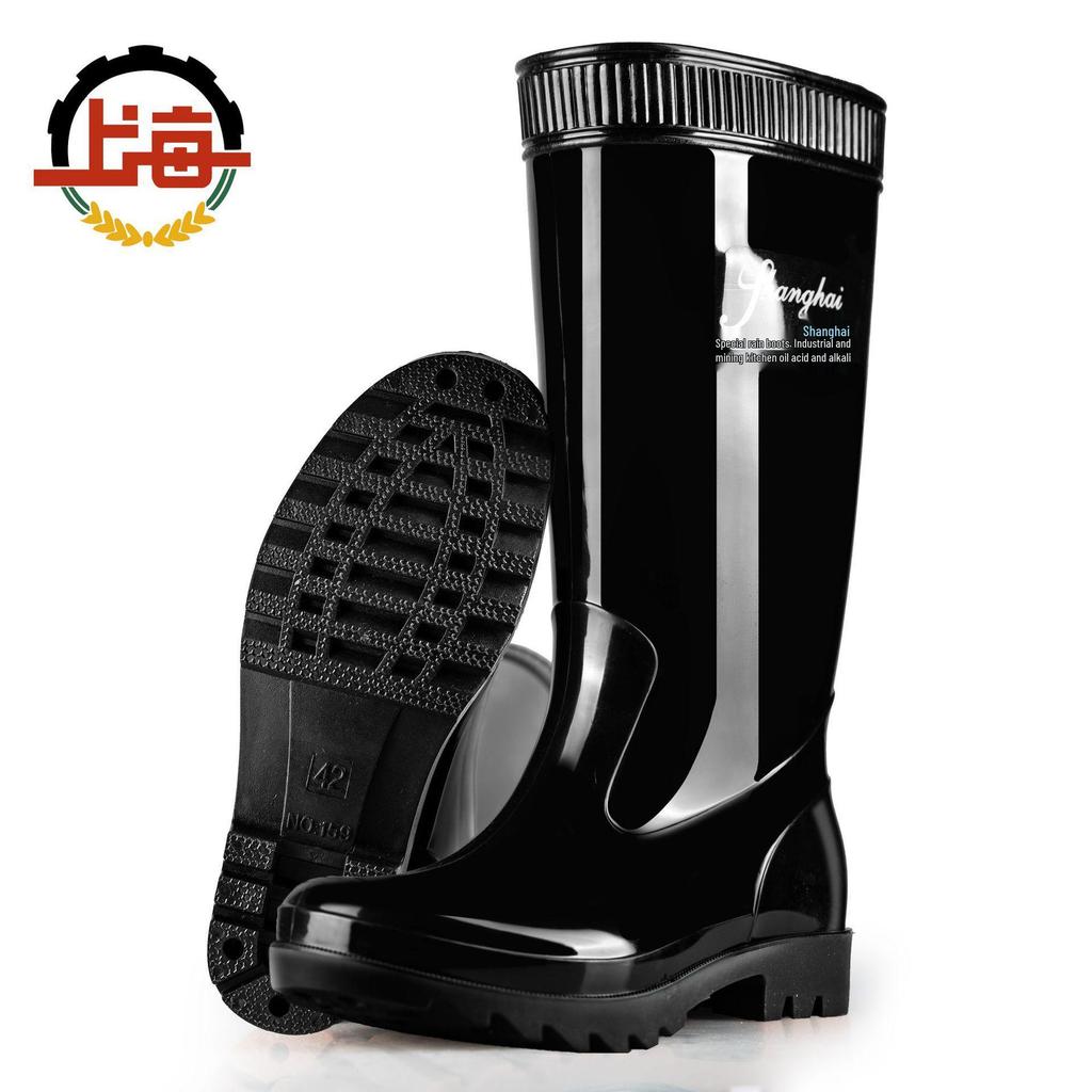 Double Coin Waterdichte Hoge Heren Regenlaarzen - Antislip, Slijtvast, Plastic Overschoenen