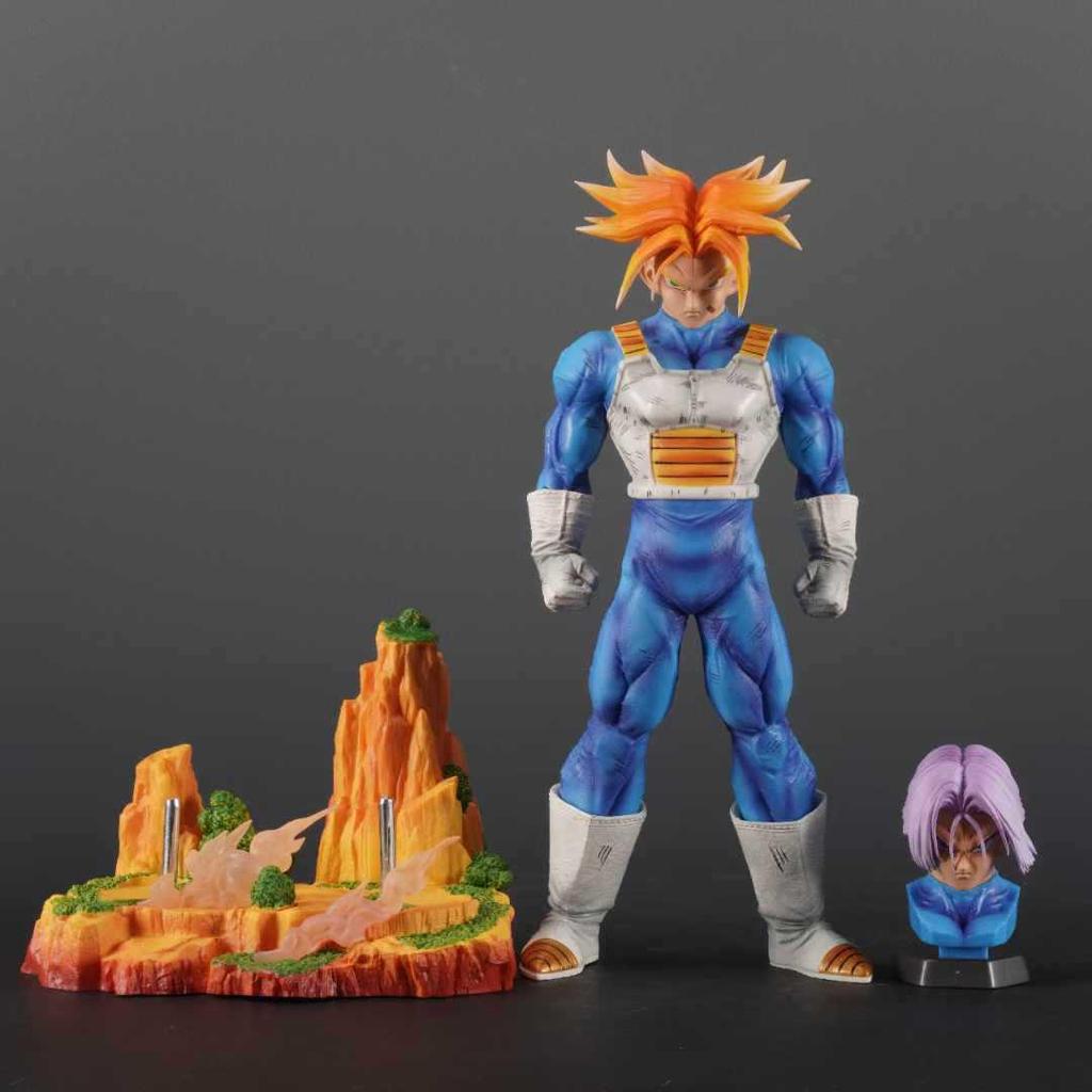 Large Dragon Ball Trunks Figure with Alternate Heads - Premium Future Warrior Statue Ornament
