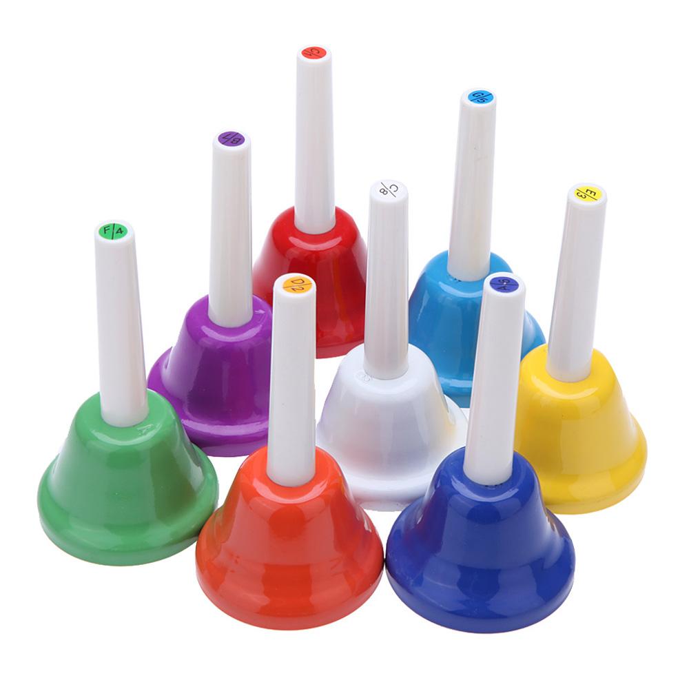 Handbell Hand Bell 8 Note Metal Colorful Kid Children Musical Toy Percussion Instrument