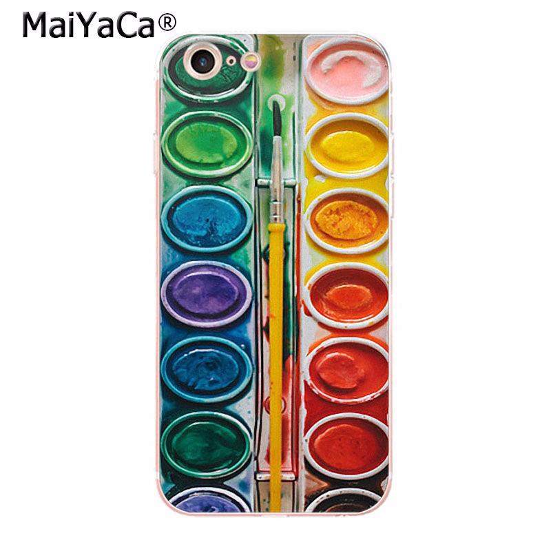 MaiYaCa Kleurrijke Waterverf Set Verfpalet telefoonhoesje voor iPhone 13 SE 2020 11 pro 8 7 66S Plus X 10 5S SE XR XS XS MAX