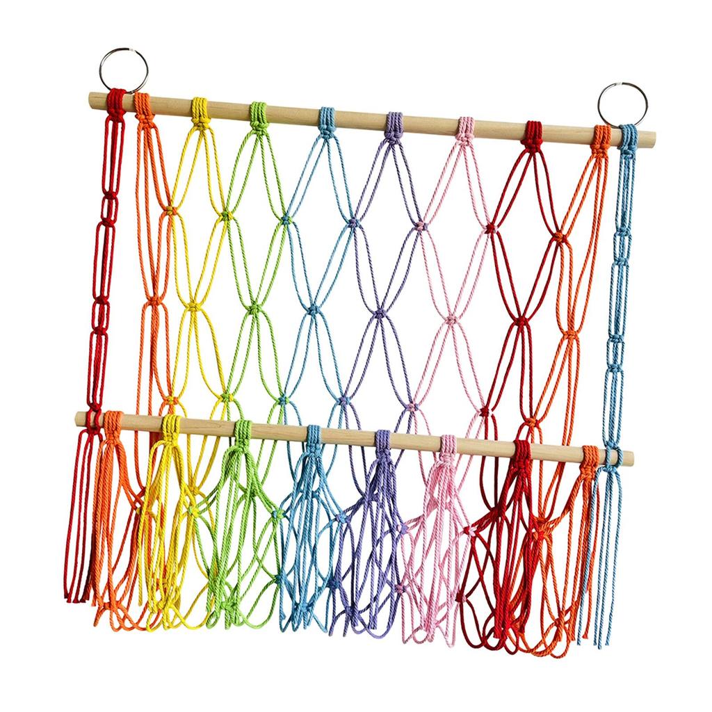 Stuffed Toy Net Boho Easy to Install Cotton Rope Stuffed Animal Hammock Wall Hanging Storage for Kids Bedroom Play Room Nursery