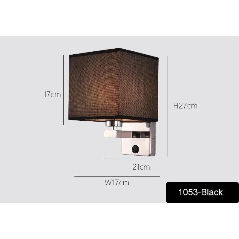 Bedroom Wall Lamp with Fabric Lampshade Modern Reading Light Metal 6W LED Wall Light for Living Room Bedside Home Decor