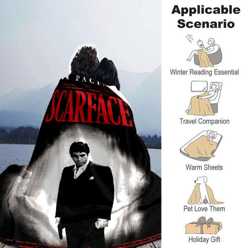 1pc Scarface-Inspired Flannel Blanket - Soft Cozy All-Season Throw for Bedroom, Sofa, Camping, Travel - Perfect Gift for Movie FansB34