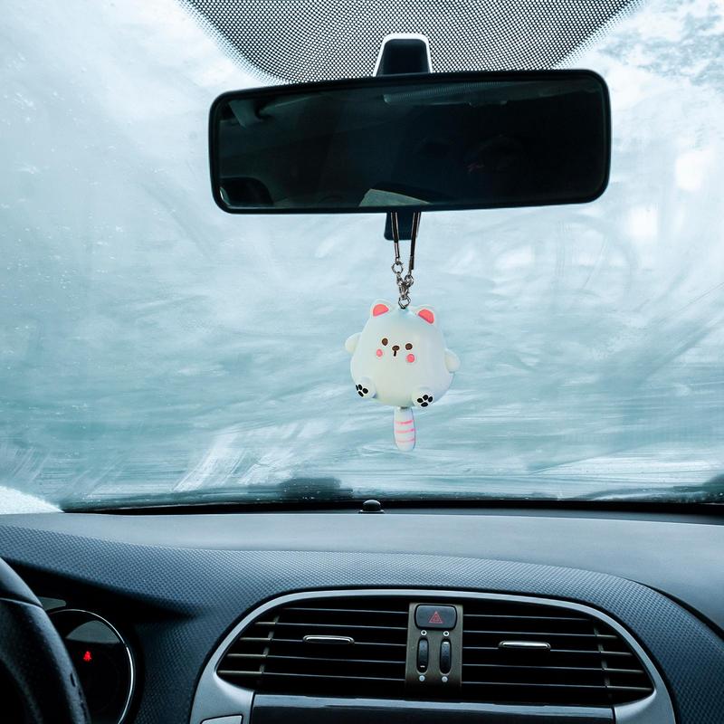 Cat Charm For Car Cute Kitten Car Rearview Pendant Car Rearview Pendant Decoration Car Hangable Resin Kitten Accessories