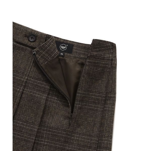 Covernat Plaid Low Waist Pleated Mini Skirt Women skirts Brown CO2403SR71BR