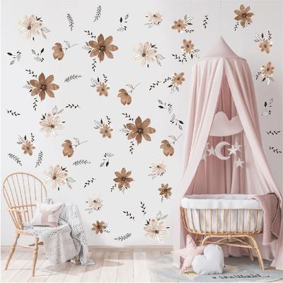 Boho Flowers Wall Stickers Watercolor Removable Wall Art PVC Eco-friendly Murals Home Decoration