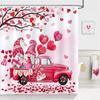 Red Rose Shower Curtains Romantic Blooming Floral Butterfly Valentine's Day Bathroom Decor Polyester Bath Curtain with Hooks
