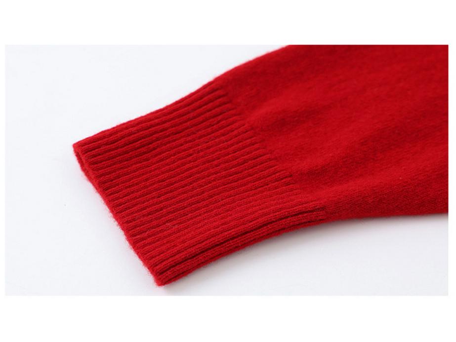 Year of the Rat Women's Thick Cashmere Sweater - Half-High Collar, Chinese Style, Plus Size, Red Winter Base Layer.