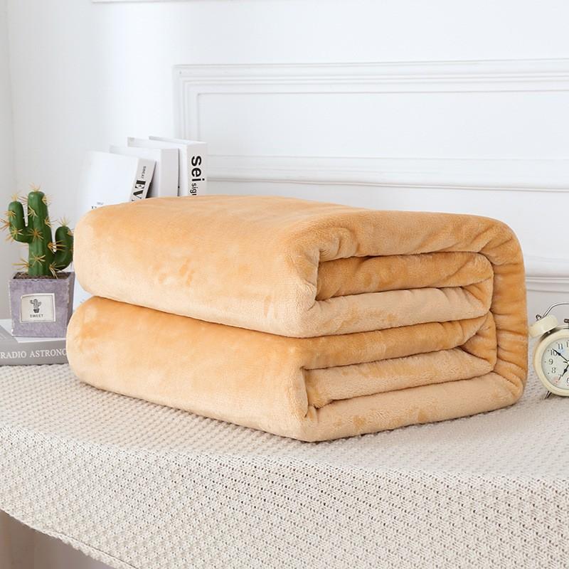 Winter Thick Solid Color Flannel Fleece Blanket Soft Cozy Home Office Gift