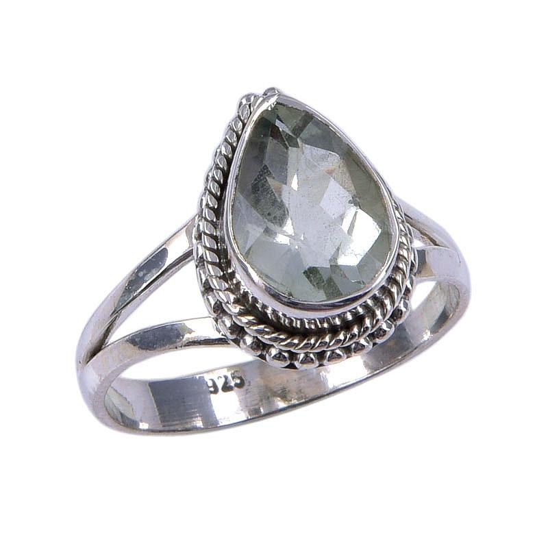 Piatră prețioasă Ametist Verde Natural Argint Sterling Solid 925 Inel Cadou M.7.5 Y6u17