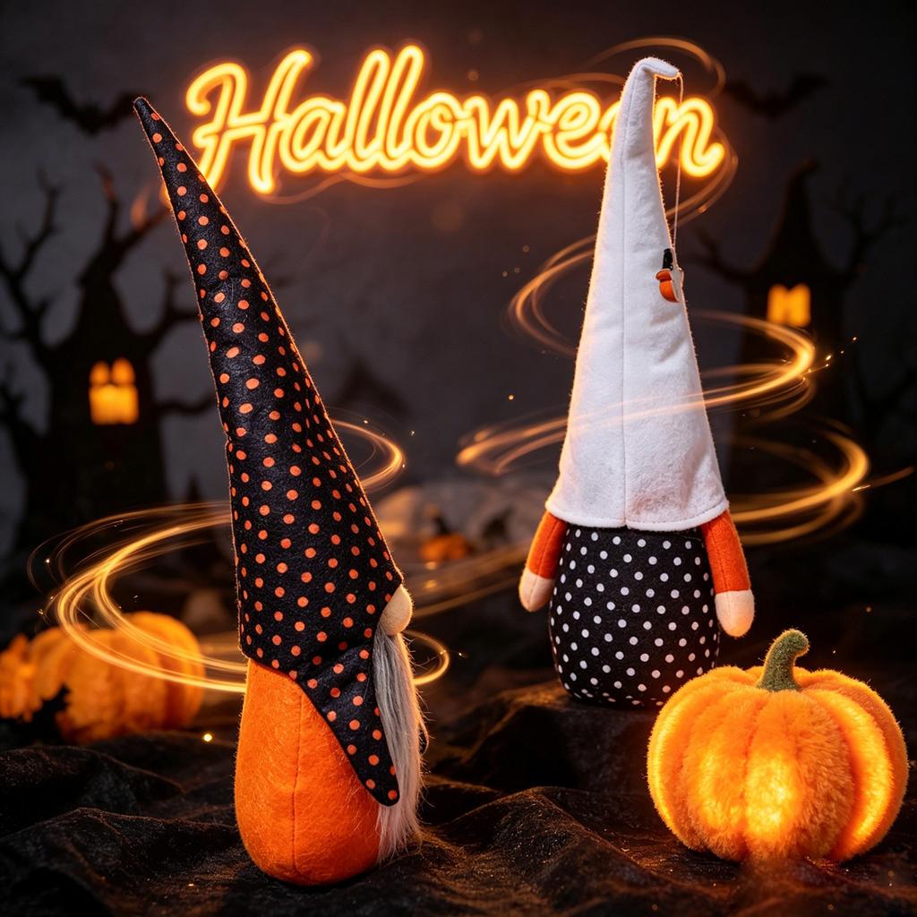 Halloween Ghostly Figurine Gnome Statue for Home Decor Tabletop Ornament