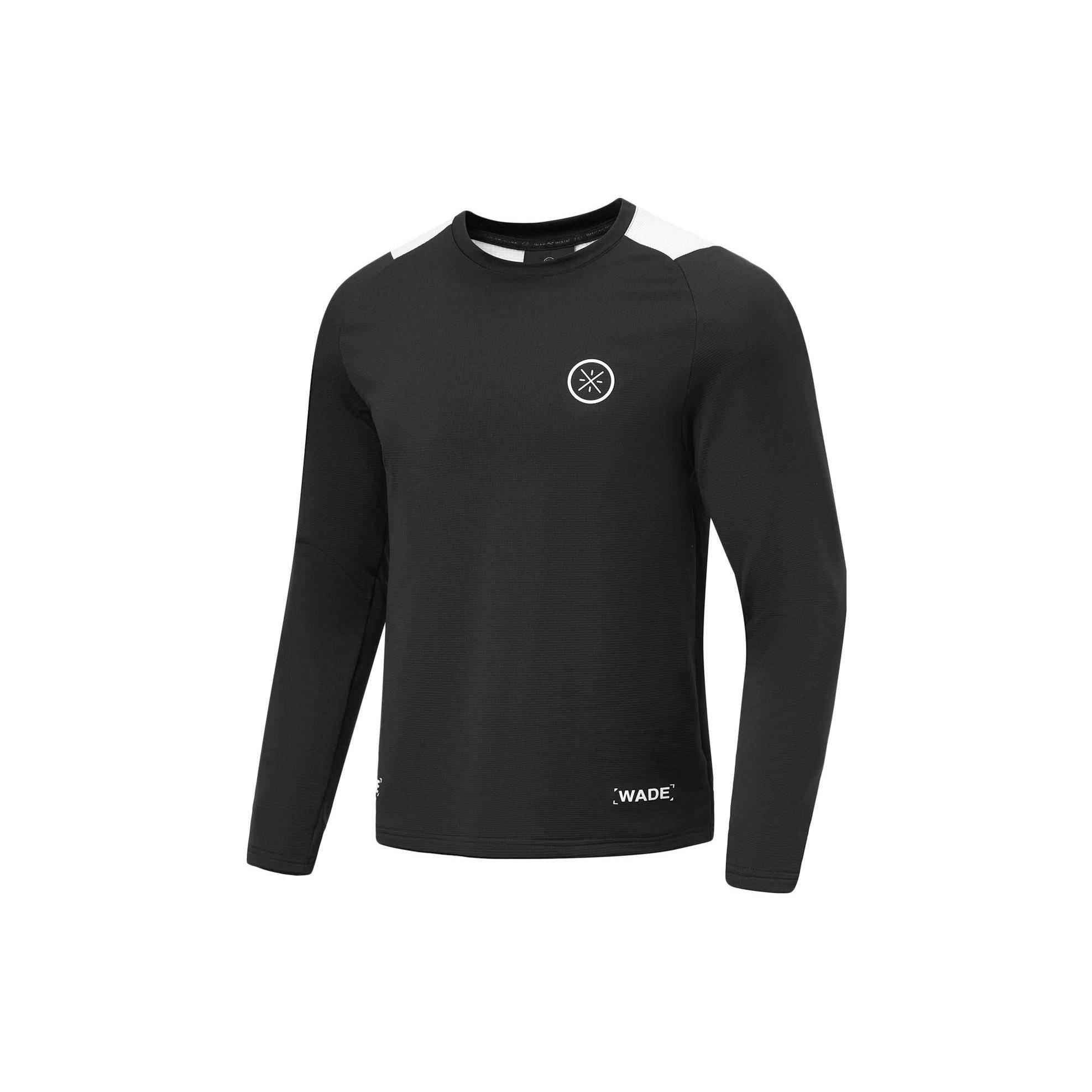 Li-Ning Way Of Wade Logo Warm Fleece Long Sleeve T-shirt Black White Men s ATLT109-1 L
