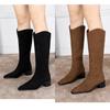 Women's Suede Block Heel Knee-High Boots Party Riding Boots