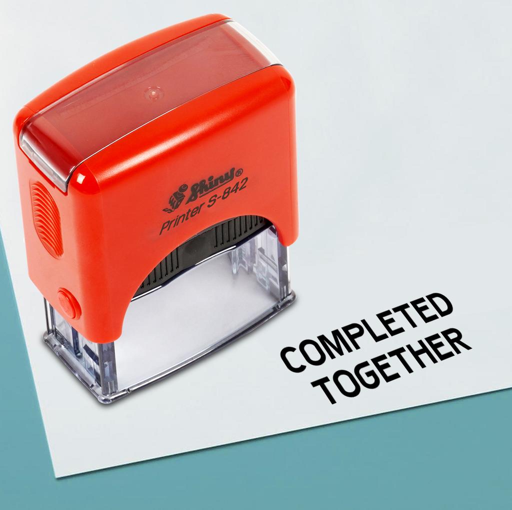 Printtoo Completed Together Self Inking Rubber Stamp Pre,Inked Office Stamp, Home Office Business Stationery, 38 x 14 mm,