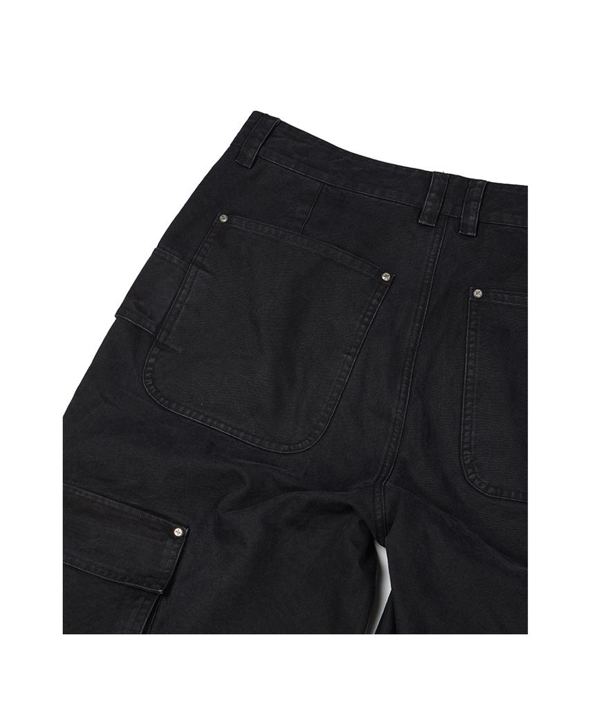 ETCE Heavy Cotton Washed Cargo Pants (Black)