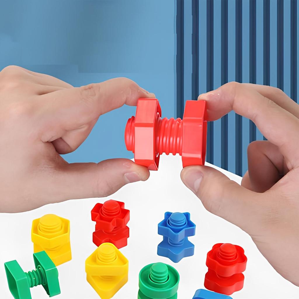 20/10 Pieces Screw Building Block Set Nut Insert Building Block Montessori Shape Color Recognition Educational Toy