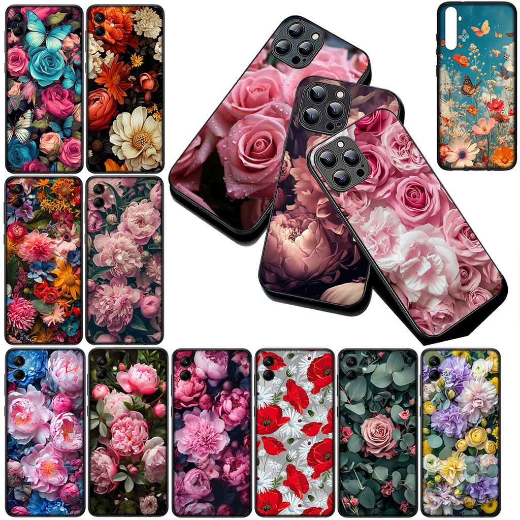 Cover for Apple iPhone 12 13 Pro XS Max Mini ProMax X XR Air 13Pro Casing Phone Case Elegant Pink Rose Flower Bloom Peony