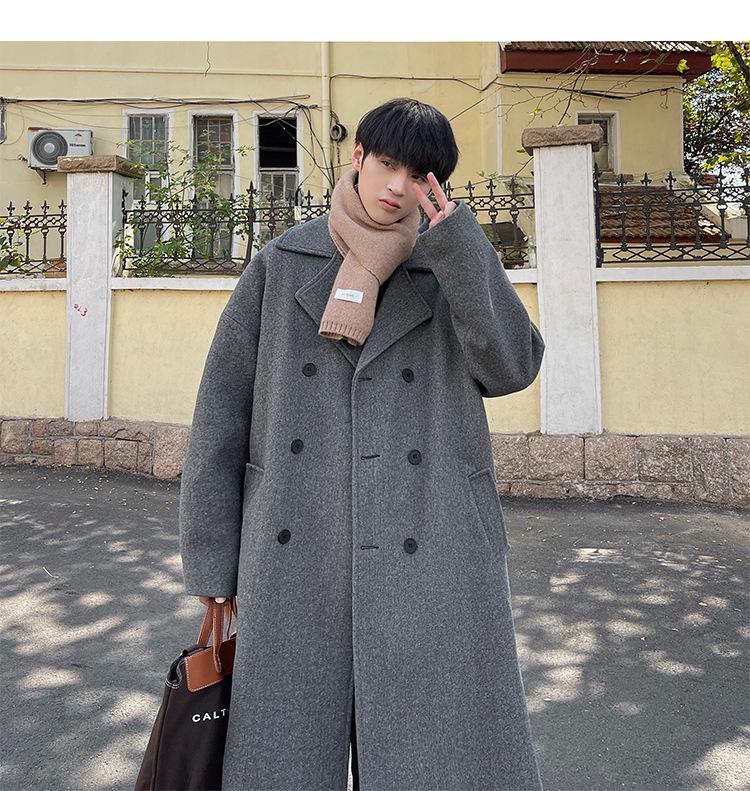 Men's British Style Wool Trench Coat - 2024 Autumn/Winter Trend, High-End Mid-Length Thick Jacket