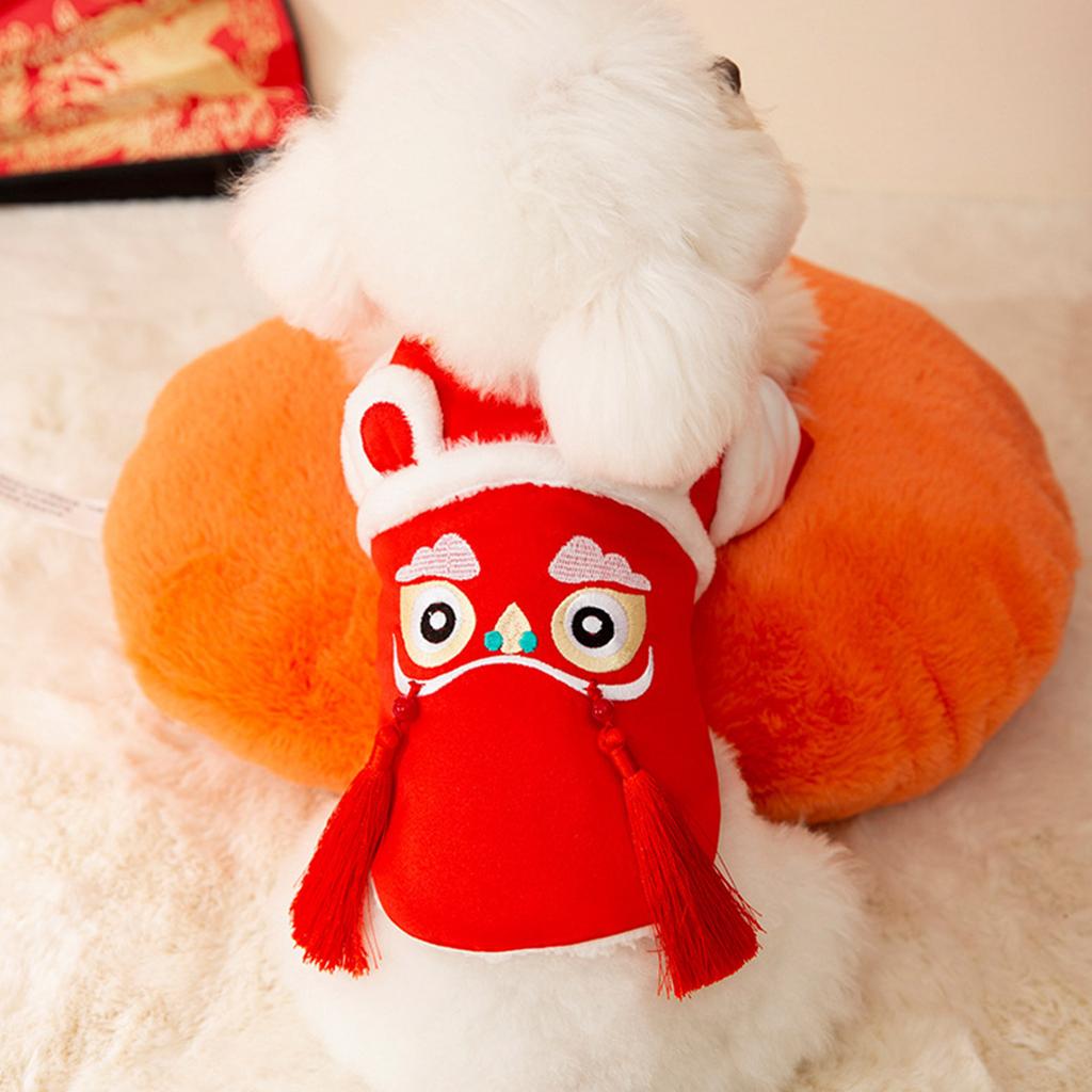 Dog Chinese New Year Outfit Furry Lining Tang Suit Outfit Festive Dog Snowsuit Chinese New Year Outfit Winter Apparel