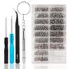 Funshare Stainless Steel Machine Screw Kit for Flat Screw Replacement 1100-Piece Glasses, Sunglasses, Toys, Computers, Nuts, Washers, Watches,