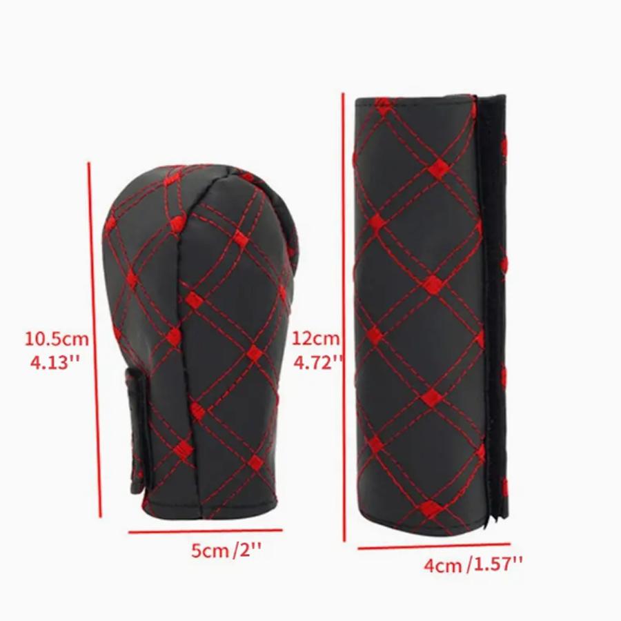 2Pcs/Set Faux Leather Hand Brake Shift Knob Cover Gear Case Car Interior Decor Shift Knob Shell Car Accessory