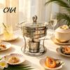 Small Buffet Warmer Chafers And Warmers Set with Glass Lid, Round Stainless Steel Compact Vacuum Insulated Meal Box Thermal Serving Bowl, Catering