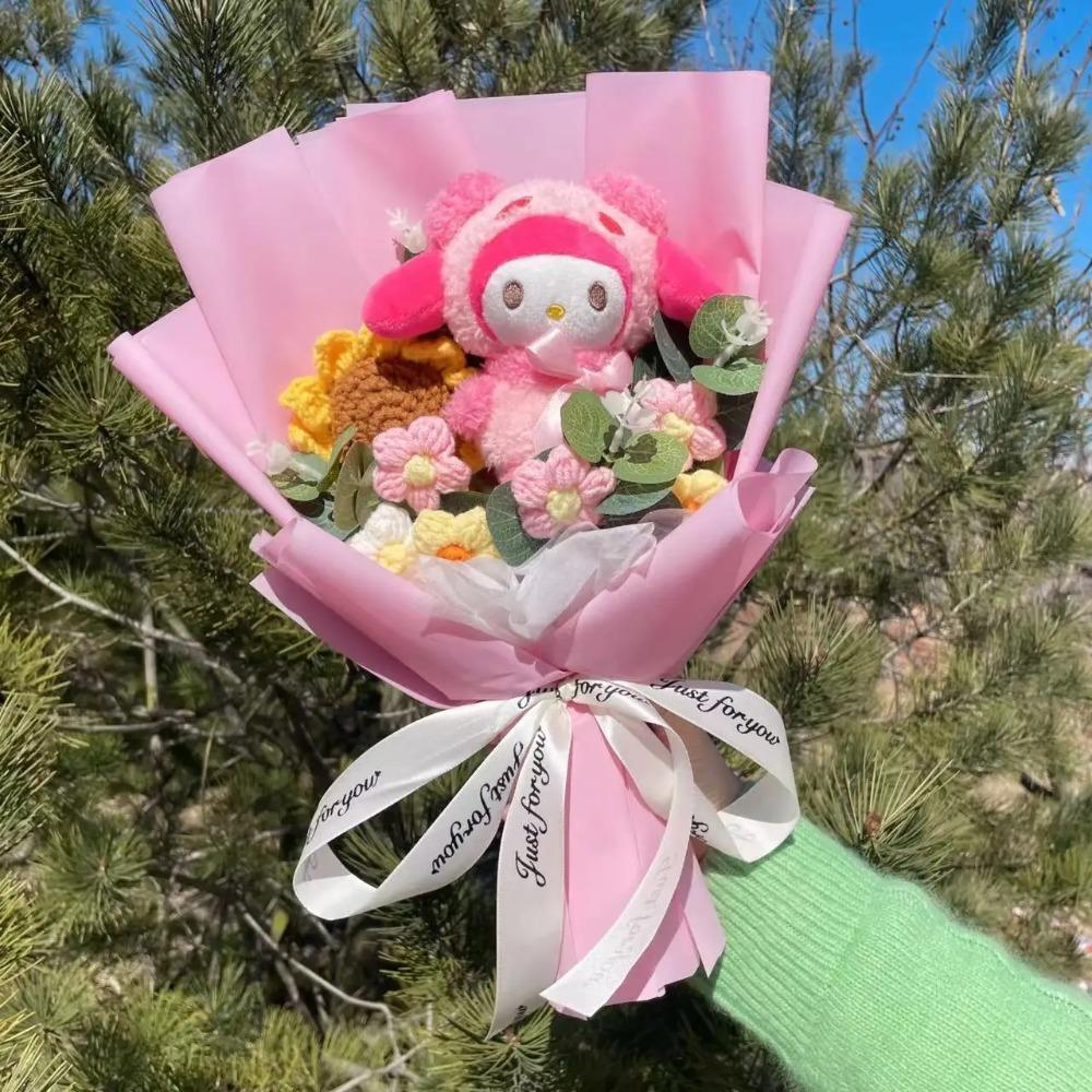 Bambole Gatto Kawaii Hello Kitty con Fiori Artificiali Bouquet Creativo Regali di Natale San Valentino Compleanno Laurea