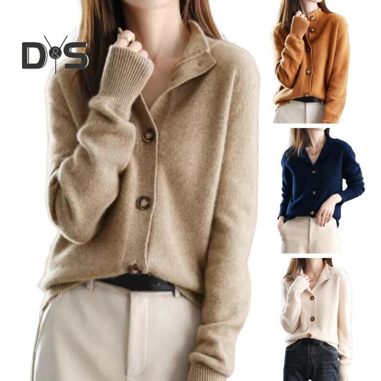Damen Pullover Mantel Einreihig Stehkragen Lange Ärmel Strick Locker Reine Farbe Strickwaren Kurz Typ Strickjacke Jacke