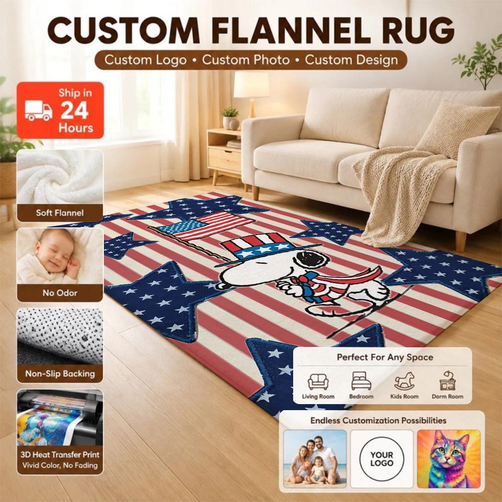 Snoopy Patriotic Parade Theme Rug Durable Stainresistant Easyclean Carpet For Kids Bedroom Play Area Home Party Decor Christmas Gift