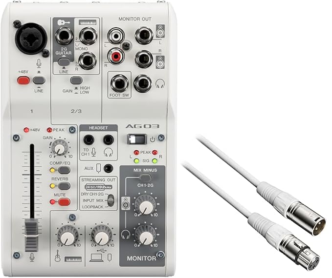 

[Buy a set] Live streaming AG03MK2 W & BX33.0 WH Canon microphone cable XLR 3.0m distribution equipment 2-piece set
