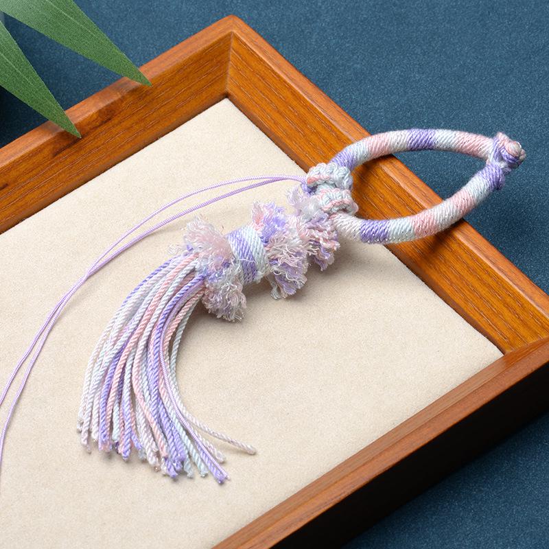 Handmade Starry Sky Cotton Tassel Flower Keychain Ring Charm