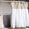 vctops Cotton Crochet Splicing Tier Curtains Tie Top Semi Sheer Cafe/Kitchen Curtains Rustic Short Curtain for Small Windows, 1 Panel (White,