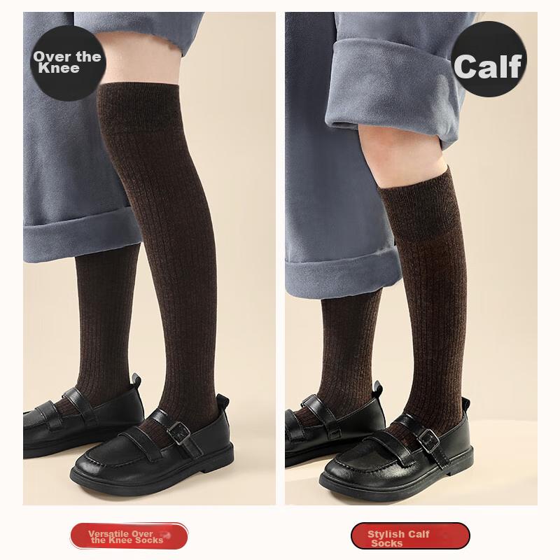 Women's Over-Knee Socks, Cotton Socks, JK High Tube Socks with Boots, Ladies' Long Socks, Black Mid-Calf to Knee-Length Socks