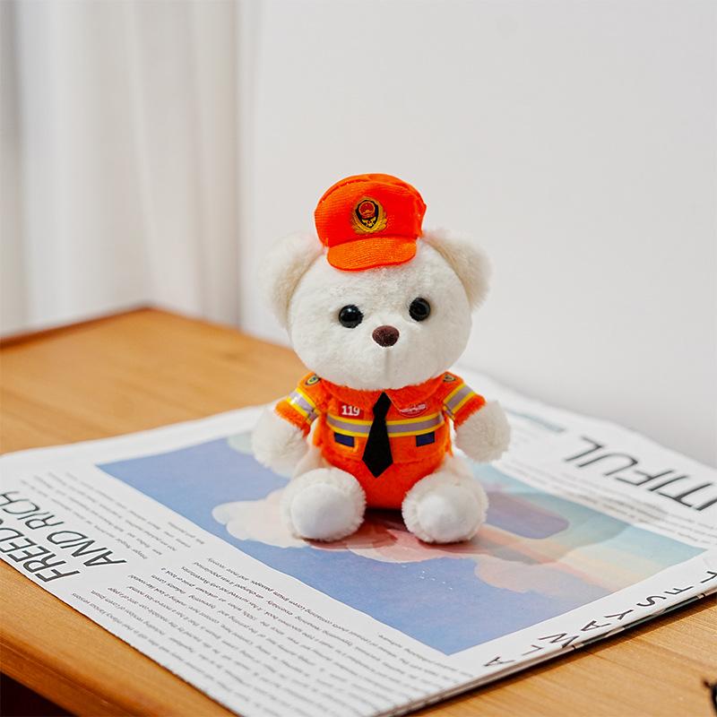 

Police Fire Bear Bunny Doll Iron Horse Doll Plush Toy Traffic Police Pendant Teddy Bear Cute Fire bear