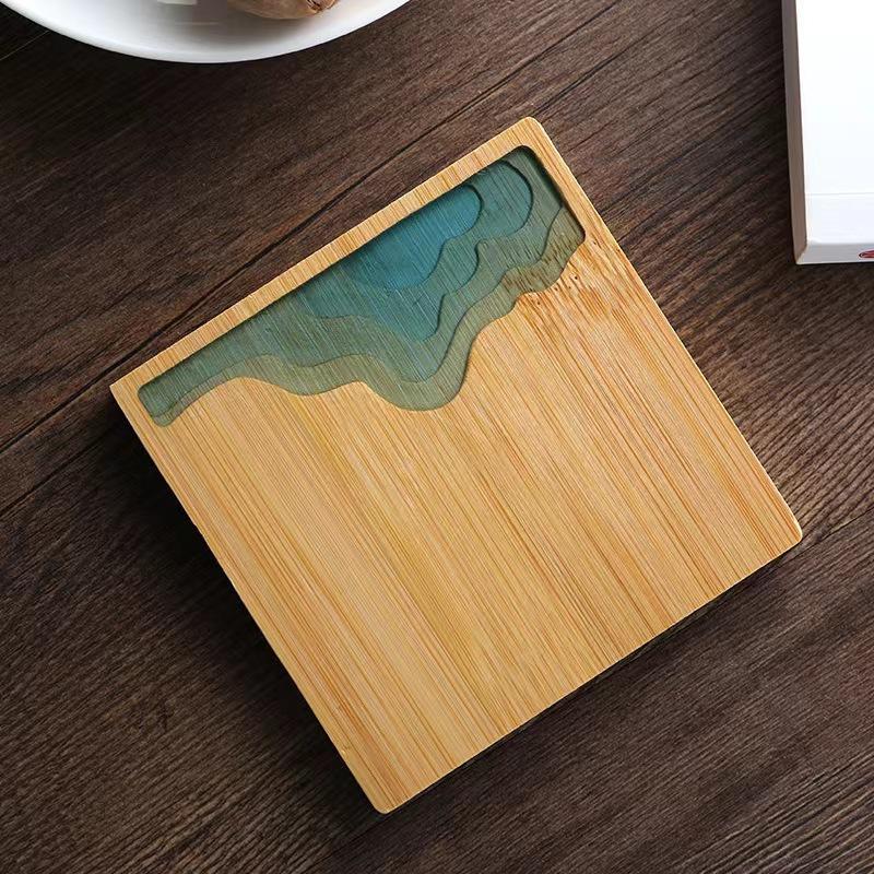 Lake Marine Styling Resin Bamboo Tea Mat, Creative Drink Mat, Table Insulation Mat Anti-hot Mat
