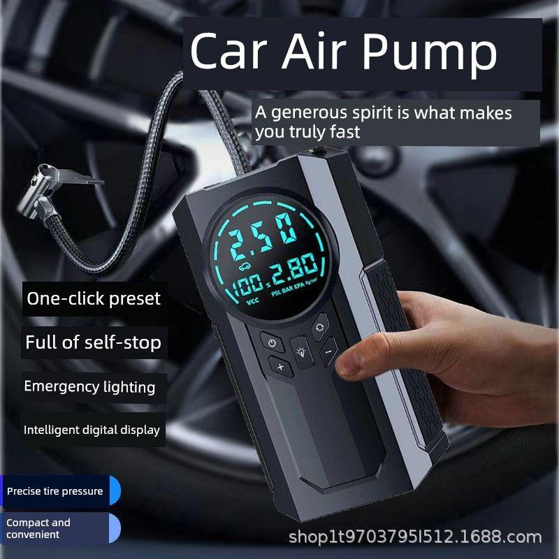 Car Air Pump, Electric Tire Inflator for Cars, Electric Vehicles, Motorcycles, Digital Display, Wireless, with Power Bank Function