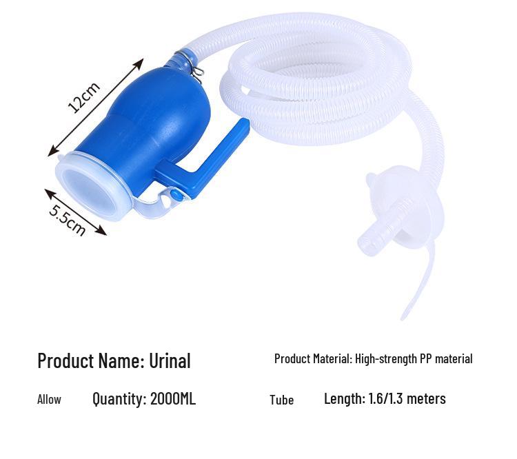 Men's 2000ML Large Plastic Urinal Bedpan with Tube, Scale, and Lid