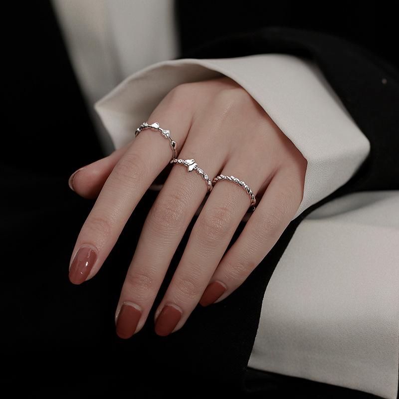 Winding Cross Butterfly Ring Female Niche Design Trendy Cold Wind Personality Love Shape Open Index Finger Ring