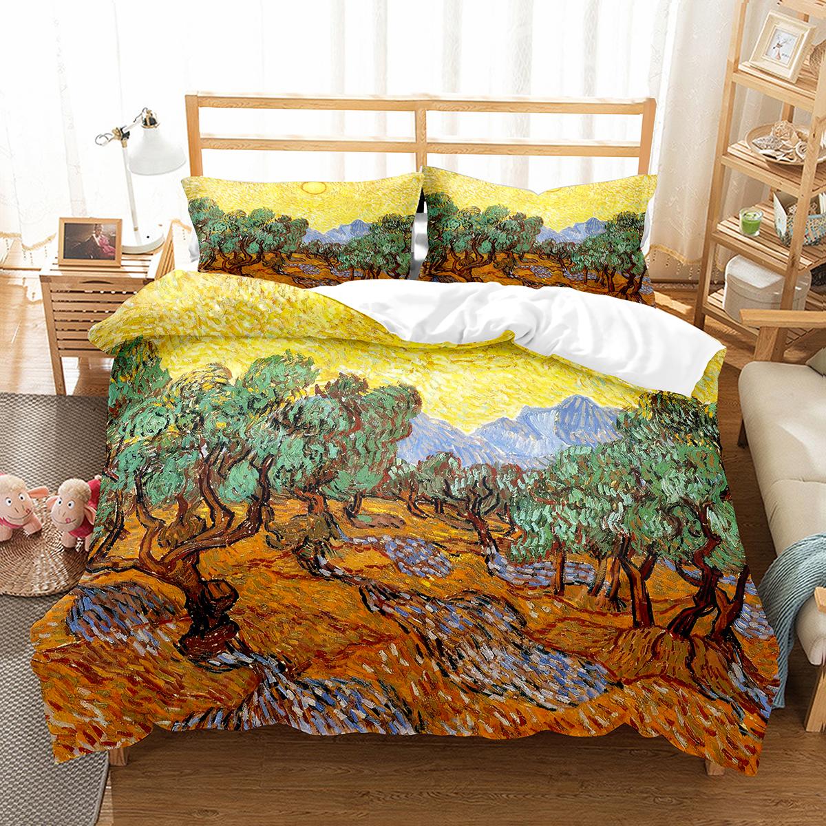 

Ван Гог Картина маслом Підодіяльник Комплект Художнього Розпису Візерунок Поліестер Підковдра Покривало King Queen Size Для Чоловічих Жіночих Постільних Приналежностей 140x200cm 3pcs