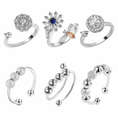 6 Piezas de Anillos Giratorios Ajustables Unisex Anillo para la Ansiedad para Dedos Antiestrés Regalos de Cumpleaños
