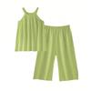 Pajamas Women's Summer with Chest Pads, Sling Vest, Cropped Pants, Thin Casual and Simple Can Be Worn Outside, Loungewear Set