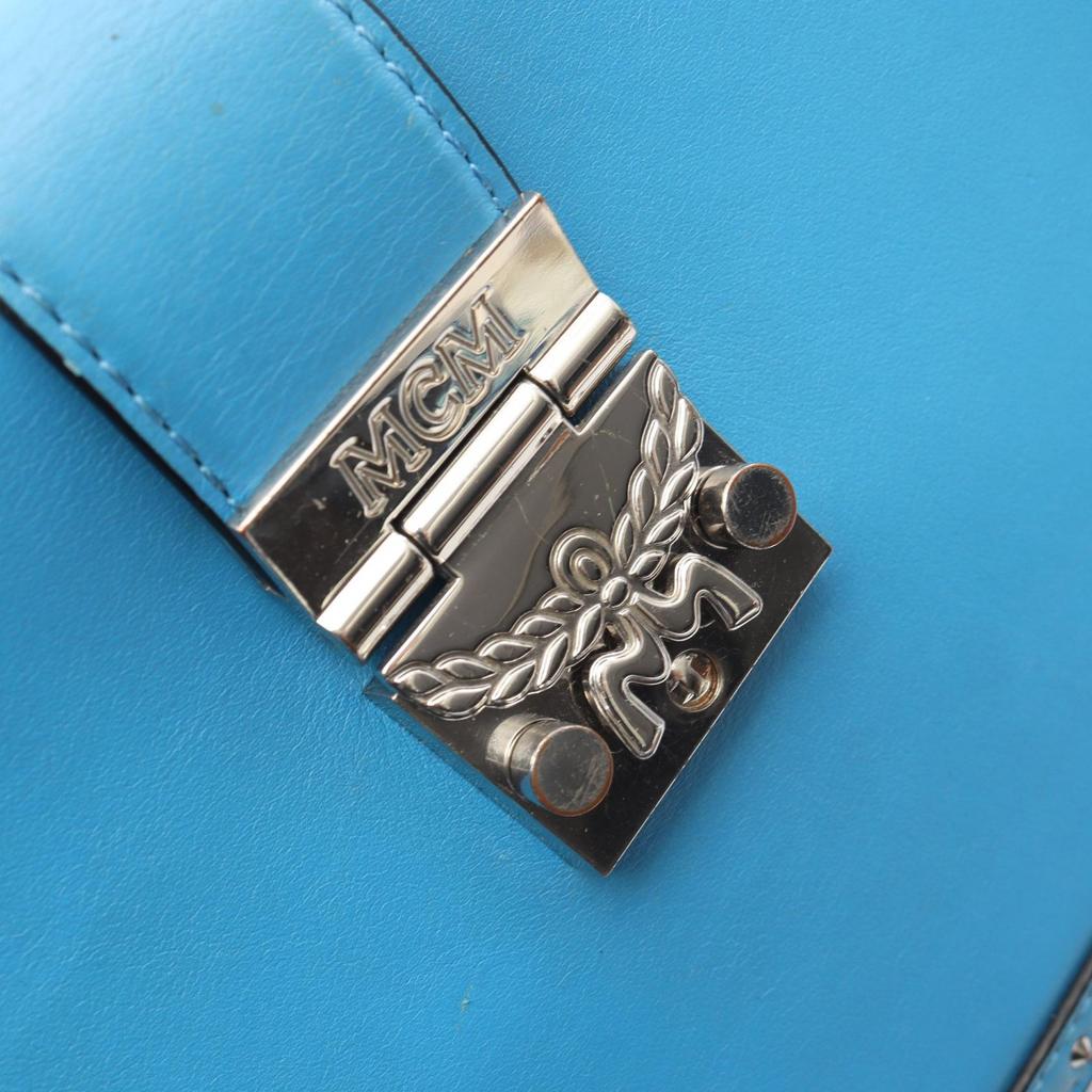 Used MCM Shoulder Bag leather Blue Used Women