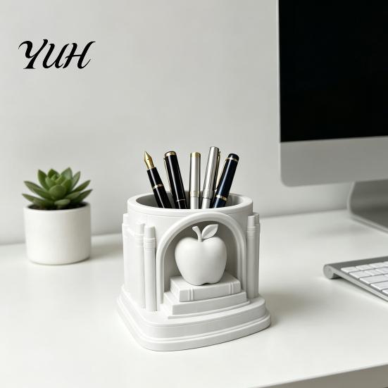 Smooth Lines Pencil Holder 3D Printed Apples Pen Roman Arch Design PLA Desk Organizer for Unique Book Pencils Markers Creative Gift Teachers Students