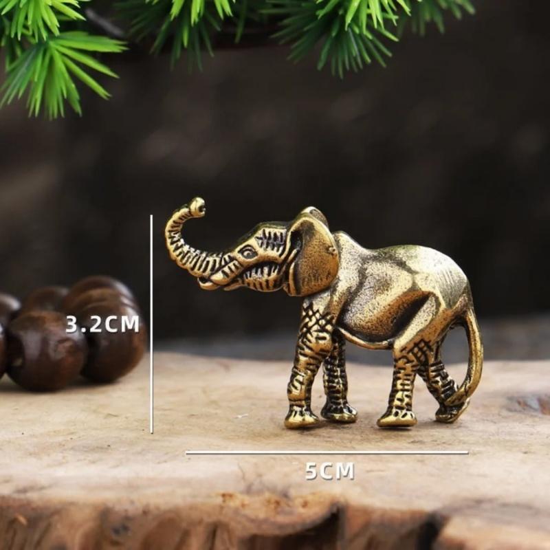 Creative Bronze Sculpture Mini Elephant Statue Tea Pet Dining Table Decoration Animal Crafts Home Decoration Living Room