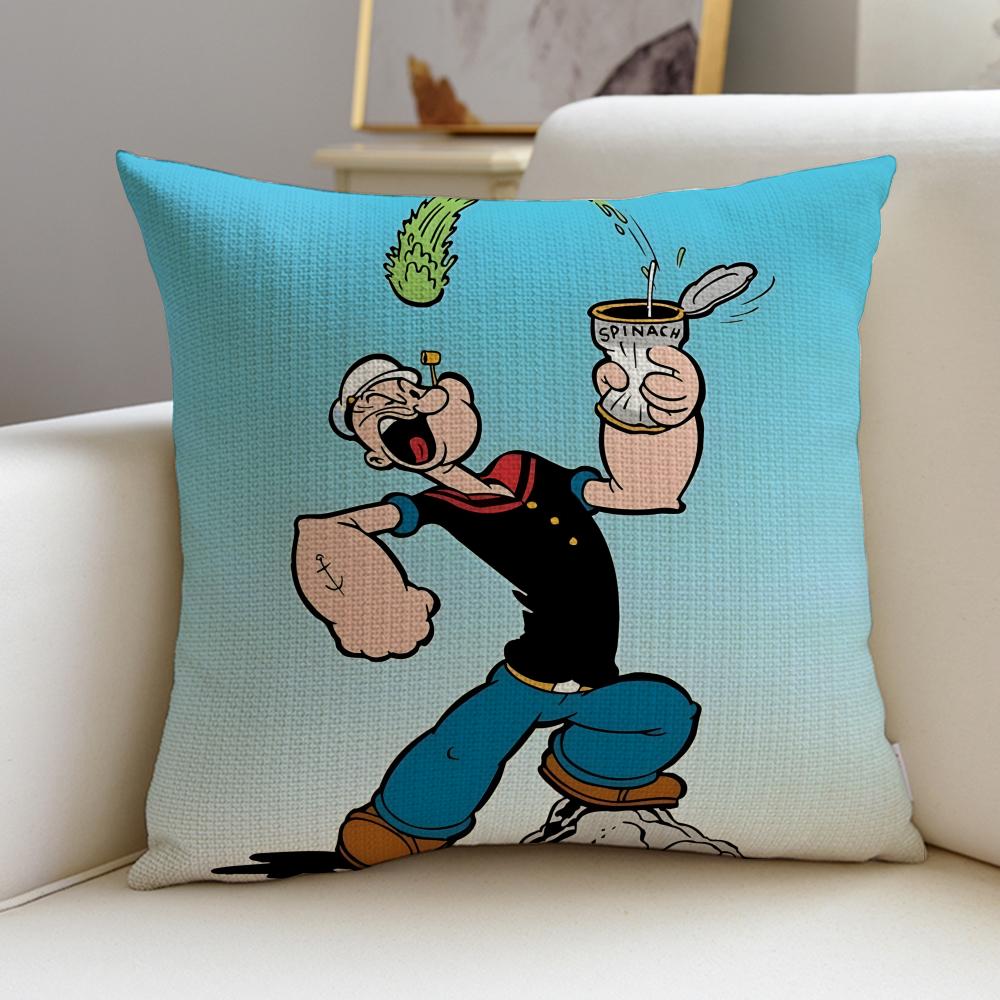Classic Popeye the SailorS Cushion Cover Breathable and Skinfriendly Linen Pillowcase Square Removable and Washable Cushion
