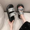 Damen Mode Pailletten Hausschuhe Sommer Dicke Sohle Offene Zehen Strand Sandalen Koreanischer Stil Leicht Bequem Außenschuhe